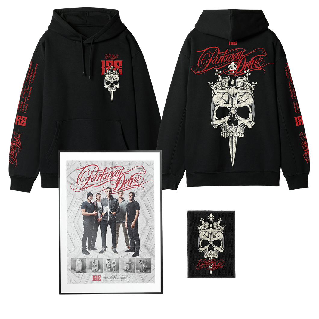 Parkway Drive - 10 Year Anniversary IRE Skull Hoodie & Patch Bundle