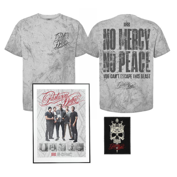 Parkway Drive - 10 Year Anniversary IRE Color Blast Dyed T-Shirt & Patch Bundle