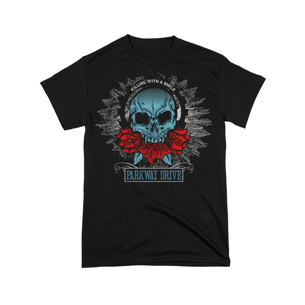 Parkway Drive - KWAS Blue Skull & Red Roses T-Shirt